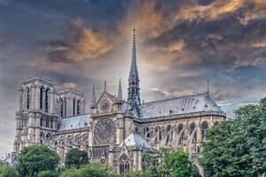DIMEX | Vliesové fototapety na stenu Notre Dame II. MS-5-1042 | 375 x 250 cm | zelená, modrá, hnedá, šedá