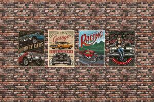 DIMEX | Vliesové fototapety na stenu Vintage plagáty MS-5-2069 | 375 x 250 cm | zelená, červená, žltá