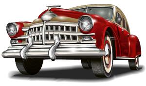 DIMEX | Vliesové fototapety na stenu Maska retro automobilu MS-5-2197 | 375 x 250 cm | červená, biela, metalická, hnedá