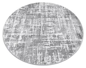 Moderný MEFE koberec okrúhly 8722 Pásy vintage - Štrukturálny, dve vrstvy rúna sivá / biela