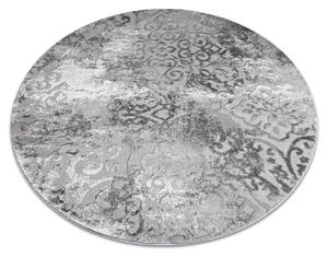 Moderný MEFE koberec okrúhly 8724 Ornament vintage - Štrukturálny, dve vrstvy rúna sivá