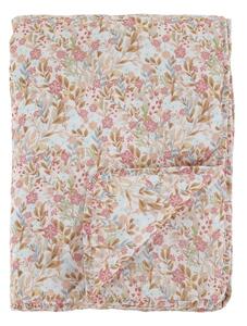 Ružovo-modrý prešívaný prehoz s kvetmi Aix Wild Flowers - 130*180 cm - Chic Antique