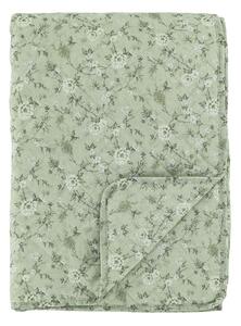 Zelený prešívaný prehoz s kvetmi Aix Wild Flowers - 130*180 cm - Chic Antique