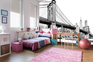 Samolepiaca vliesová fototapeta Ilustrácie Brooklyn Bridge 375 x 250 cm