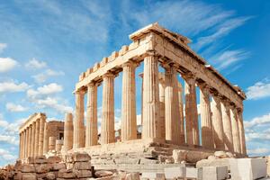 DIMEX | Vliesové fototapety na stenu Parthenon, Grécko MS-5-1139 | 375 x 250 cm | modrá, biela, béžová