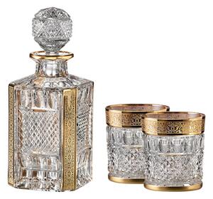 Bohemia Crystal ručne brúsený whisky set Felicie Romantic (1 dekantér + 2 whisky poháre)