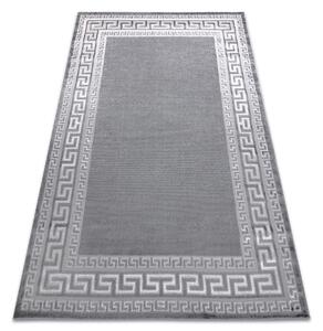 Moderný MEFE koberec 2813 vzor rámu, Grécky kľúč - Štrukturálny, dve vrstvy rúna sivá