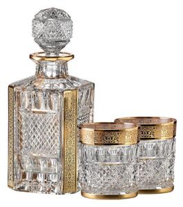 Bohemia Crystal ručne brúsený whisky set Felicie Romantic (1 dekantér + 2 whisky poháre)