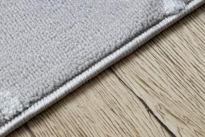 Moderný MEFE koberec 8504 Ďatelina , Kvetiny - Štrukturálny, dve vrstvy rúna sivá / biela
