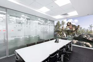Samolepiaca vliesová fototapeta T-Rex v akcii 375 x 250 cm