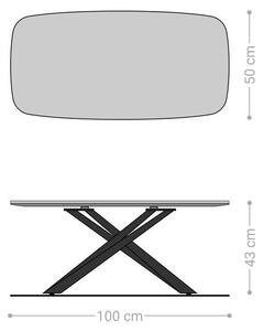 DELIFE Konferenčný stolík Edge zaoblený 100×50 cm keramika betónová sivá Sarity nerezová oceľ kefovaná