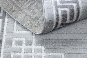 Moderný MEFE koberec 9096 vzor rámu, Grécky kľúč - Štrukturálny, dve vrstvy rúna sivá