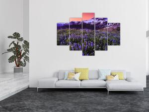 Obraz - Sopka a kvety (150x105 cm)