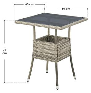 Ratanový štvorcový stôl Yoro 60 cm - sivá