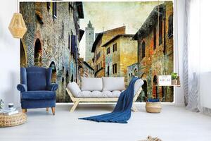 Samolepiaca vliesová fototapeta Toskánska stredoveká ulica 375 x 250 cm