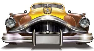 DIMEX | Vliesové fototapety na stenu Maska retro automobilu III. MS-5-2199 | 375 x 250 cm | biela, žltá, hnedá