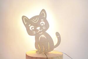 ČistéDrevo Detská nástenná lampička - mačka