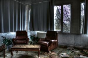 DIMEX | Vliesové fototapety na stenu Kožené kreslá MS-5-0869 | 375 x 250 cm | zelená, biela, hnedá, šedá