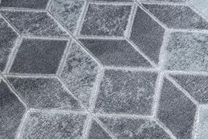 Moderný MEFE koberec B400 vzor kocka, geometrický 3D - Štrukturálny, dve vrstvy rúna tmavo-sivá
