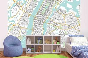 Samolepiaca vliesová fototapeta Mapa New Yorku 375 x 250 cm