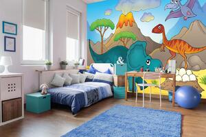 Samolepiaca vliesová fototapeta Dinosaurus s vajcami 375 x 250 cm