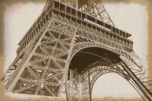 DIMEX | Vliesové fototapety na stenu Parížsky vintage plagát MS-5-2185 | 375 x 250 cm | červená, béžová, metalická, hnedá