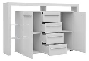 Mirjan24 Komoda Ravido II Plus, Farby: biela / biely lesk 5902928070965