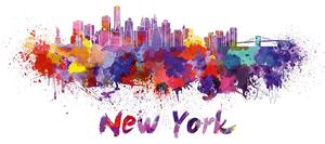 DIMEX | Vliesové fototapety na stenu New York Skyline MS-5-1527 | 375 x 250 cm | modrá, červená, biela, fialová