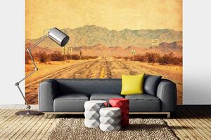 Samolepiaca vliesová fototapeta Route 66 v púšti Mojave 375 x 250 cm