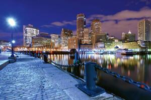 DIMEX | Vliesové fototapety na stenu Financial District, Boston MS-5-2938 | 375 x 250 cm | modrá, biela, čierna, žltá, hnedá
