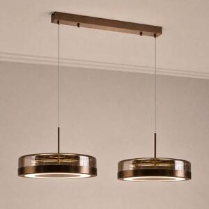 LED závesné svietidlo Lucande La Latta, 2-pl., 80 cm, hnedá, sklo, Hnedá / hrdzavá, Sklo, Dizajn, Závesné svietidlo