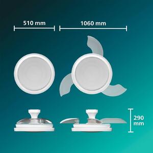 Stropný ventilátor Philips LED Bliss, lesklá biela, DC, tichý, Biela / opálová, Obývacia izba / jedáleň, kov, Moderný