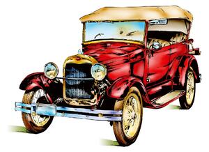 DIMEX | Vliesové fototapety na stenu Staré červené auto MS-5-1995 | 375 x 250 cm | modrá, červená, biela, hnedá