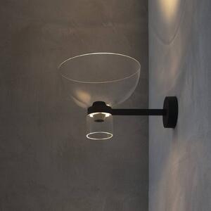 Nástenné svetlo LED Flos Nocturne Bowl, čierna, sklo, stmievateľné, Čierna, Chodba, Hliník, Dizajn