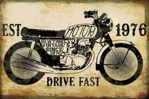 DIMEX | Vliesové fototapety na stenu Retro motocyklový plagát MS-5-2202 | 375 x 250 cm | červená, béžová, čierna, žltá