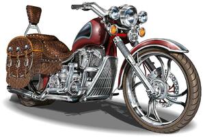 DIMEX | Vliesové fototapety na stenu Klasický vintage motocykel MS-5-2170 | 375 x 250 cm | červená, biela, metalická, hnedá