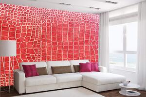 Samolepiaca vliesová fototapeta Textúra červenej krokodílej kože 375 x 250 cm
