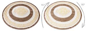 Moderný MEFE okrúhly koberec 9096 vzor rámu, Grécky kľúč - Štrukturálny, dve vrstvy rúna béžová / hnedá
