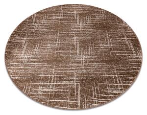 Moderný MEFE okrúhly koberec 9401 Pásy vintage - Štrukturálny, dve vrstvy rúna béžová / hnedá