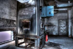 DIMEX | Vliesové fototapety na stenu Kotolňa MS-5-0873 | 375 x 250 cm | modrá, červená, šedá