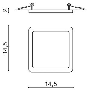 Bodové svetlo Slim 15 Square 3000K Ip44 biele do sadrokartonu – Biela