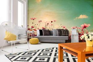 Samolepiaca vliesová fototapeta Vintage rozkvitnutá lúka 375 x 250 cm