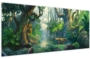 Obraz - Ilustrácia tropického lesa (120x50 cm)