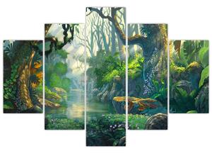 Obraz - Ilustrácia tropického lesa (150x105 cm)