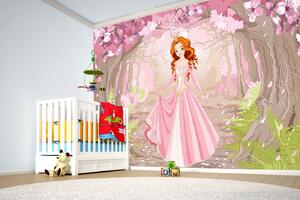 Samolepiaca vliesová fototapeta Princezná v jarnom lese 375 x 250 cm