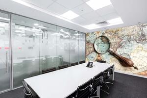 Samolepiaca vliesová fototapeta Lupa na mape 375 x 250 cm