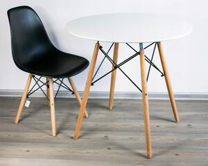 Jedálenský stôl v škandinávskom štýle okrúhly - biely (80cm)