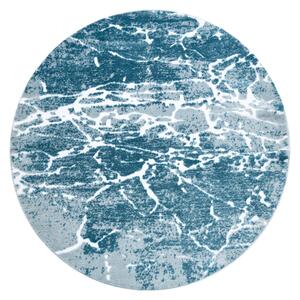 Moderný MEFE koberec okrúhly 6182 Kameň - Štrukturálny, dve vrstvy rúna krém / modrý