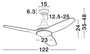 Stropný ventilátor Samoa 12.2 čierne s diaľkovým ovládaním – Čierna