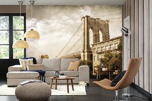 Samolepiaca vliesová fototapeta Brooklynský most vo vintage 375 x 250 cm